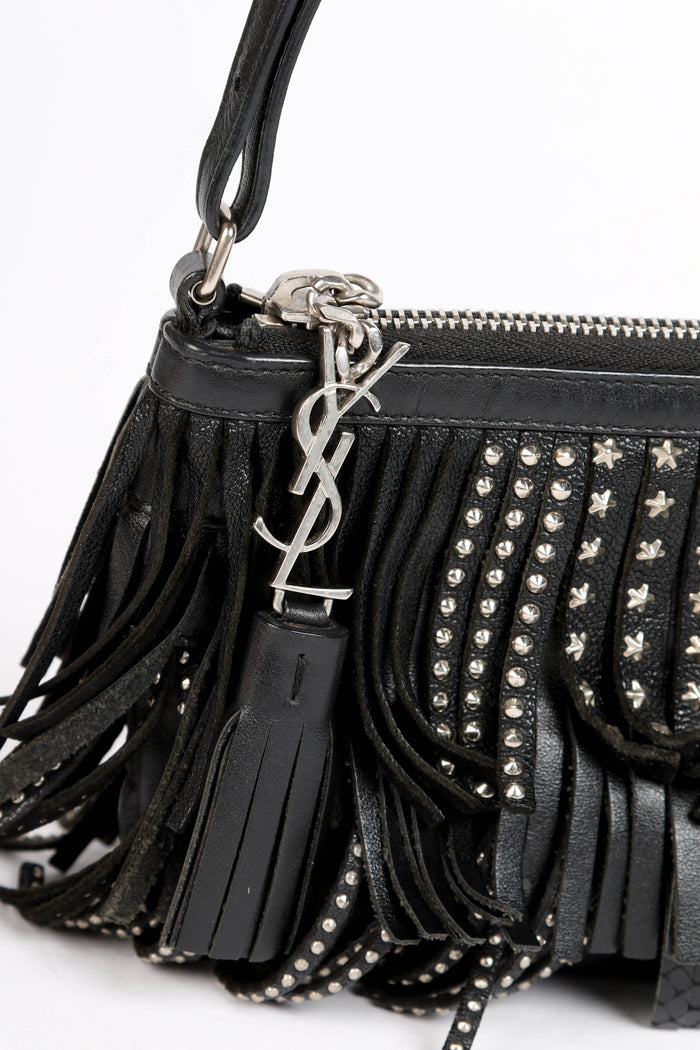 2010s Saint Laurent Black Fringe Crossbody Bag