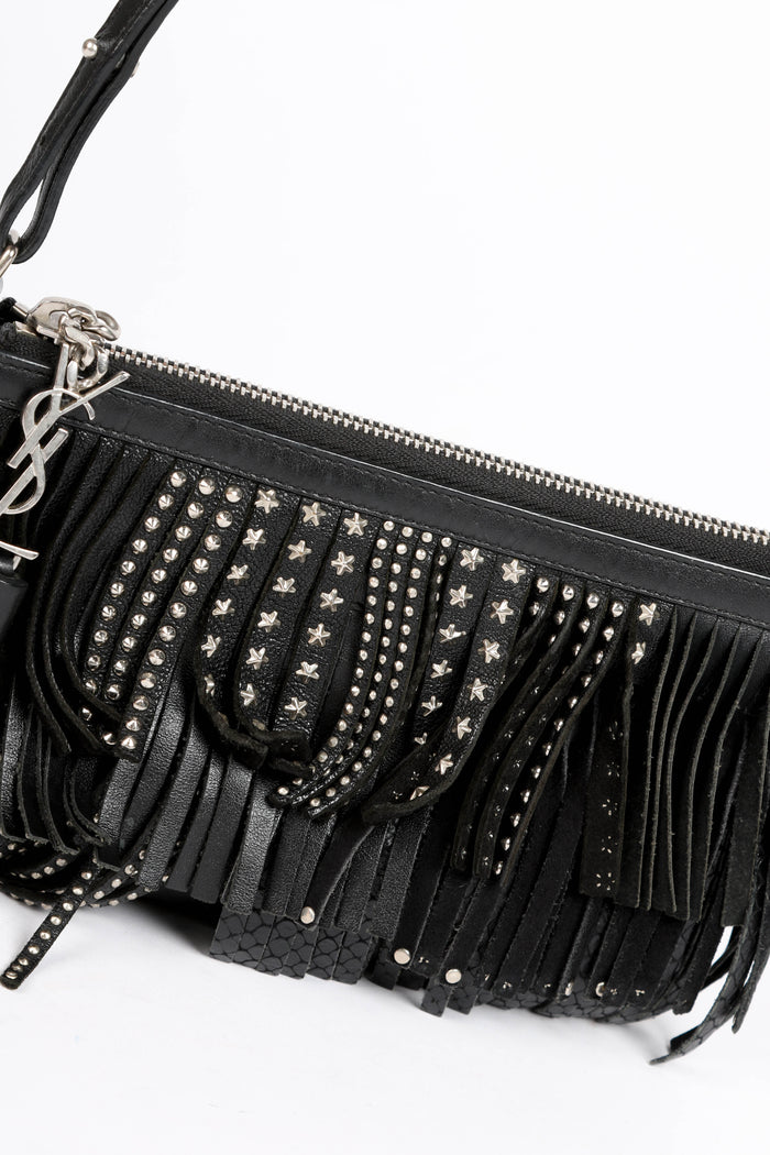 2010s Saint Laurent Black Fringe Crossbody Bag