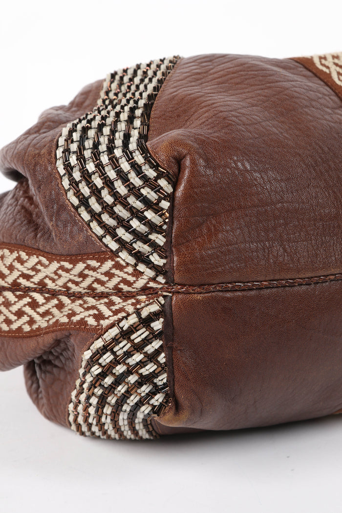 RARE Vintage Fendi Bead Embellished Leather Spy Bag
