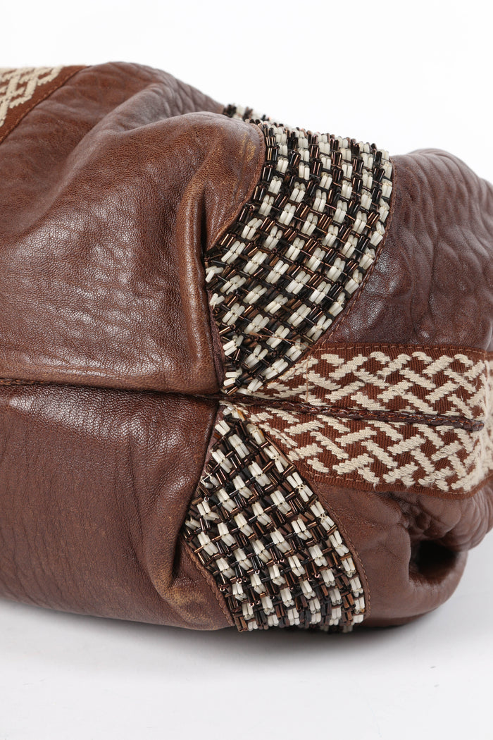 RARE Vintage Fendi Bead Embellished Leather Spy Bag