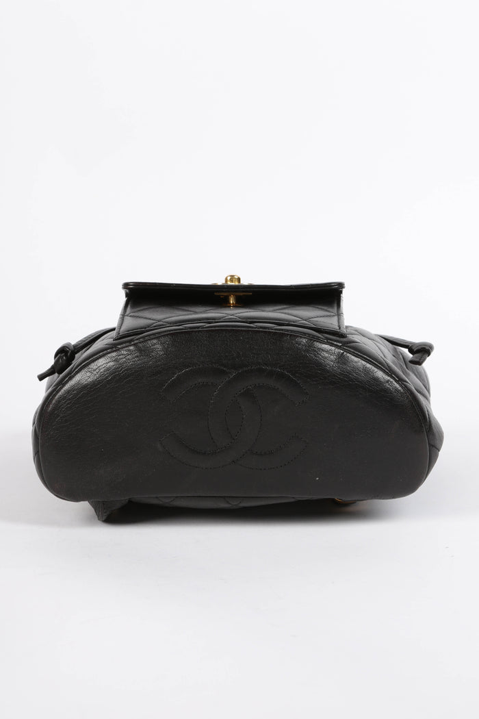 90s Chanel Espresso Black Lambskin Small Duma Backpack