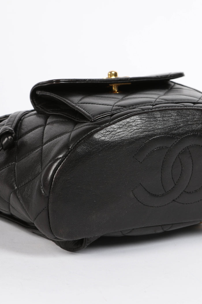 90s Chanel Espresso Black Lambskin Small Duma Backpack