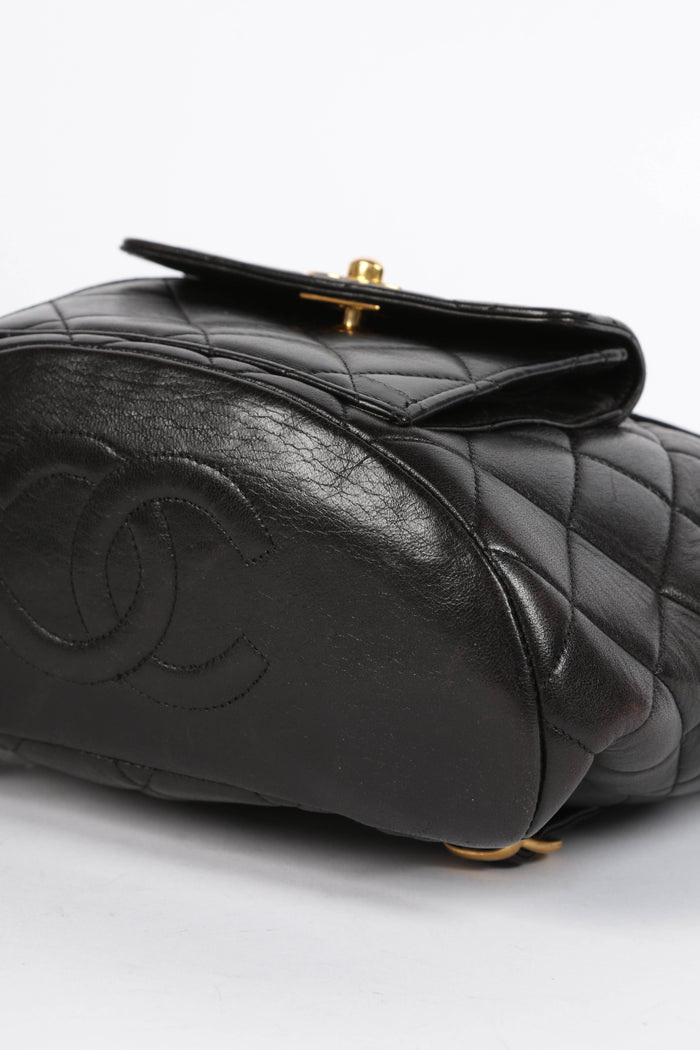 90s Chanel Espresso Black Lambskin Small Duma Backpack