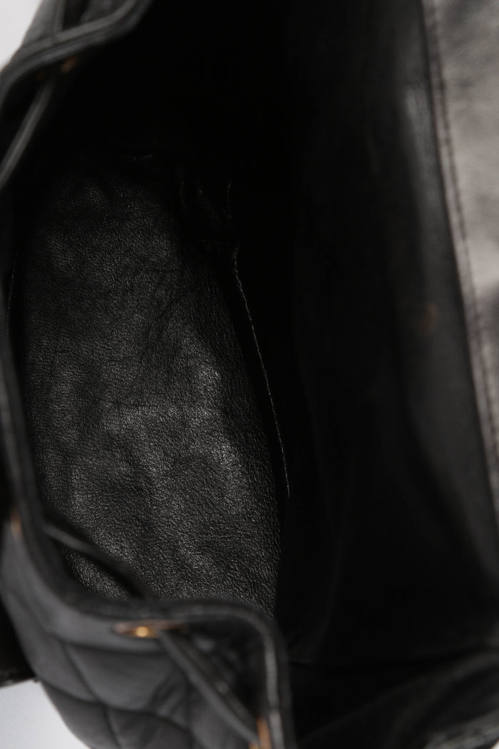 90s Chanel Espresso Black Lambskin Small Duma Backpack