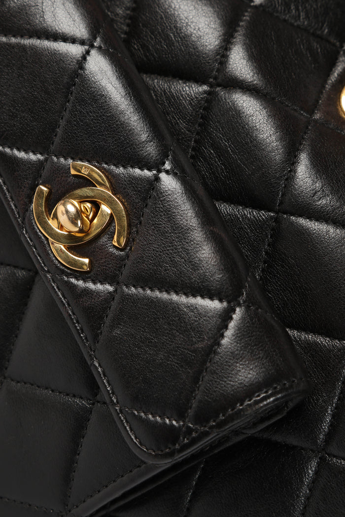 90s Chanel Espresso Black Lambskin Small Duma Backpack