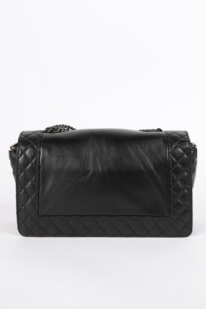 2010s Chanel Black Leather Enchained Medium Boy Bag