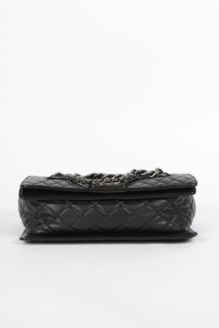 2010s Chanel Black Leather Enchained Medium Boy Bag
