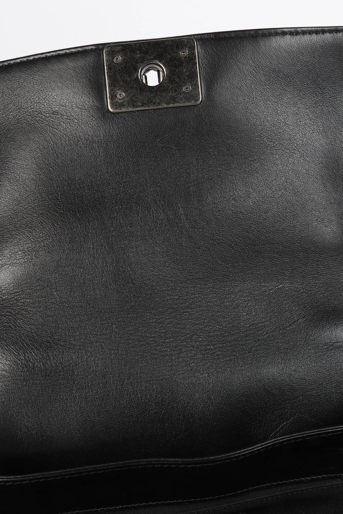 2010s Chanel Black Leather Enchained Medium Boy Bag