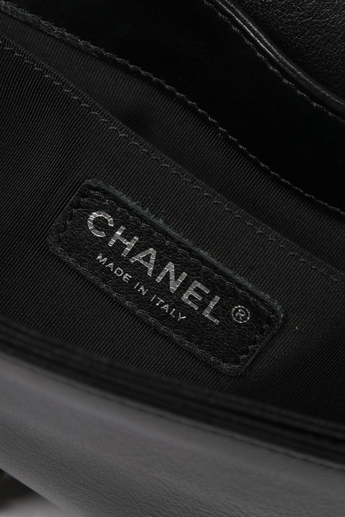 2010s Chanel Black Leather Enchained Medium Boy Bag