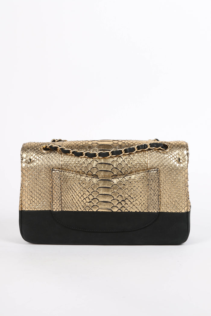 SUPER RARE 2017 Chanel Python and Nubuck Medium Double Flap Shoulder Bag