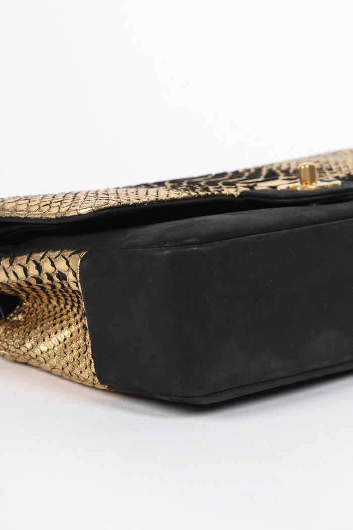 SUPER RARE 2017 Chanel Python and Nubuck Medium Double Flap Shoulder Bag