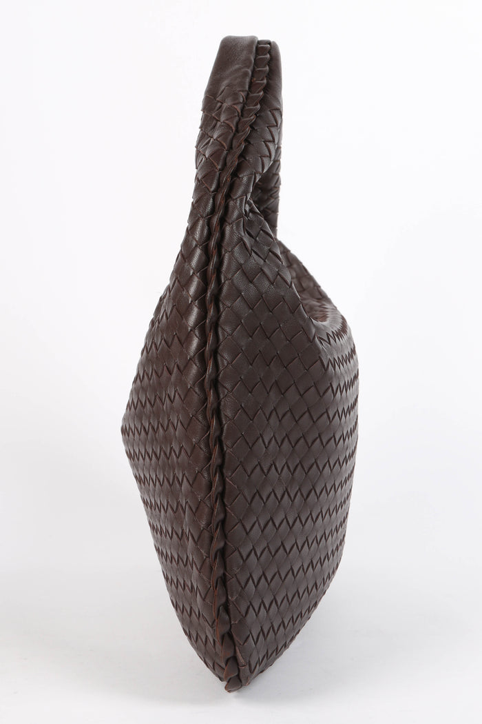 Vintage Bottega Veneta Brown Intrecciato Shoulder Bag