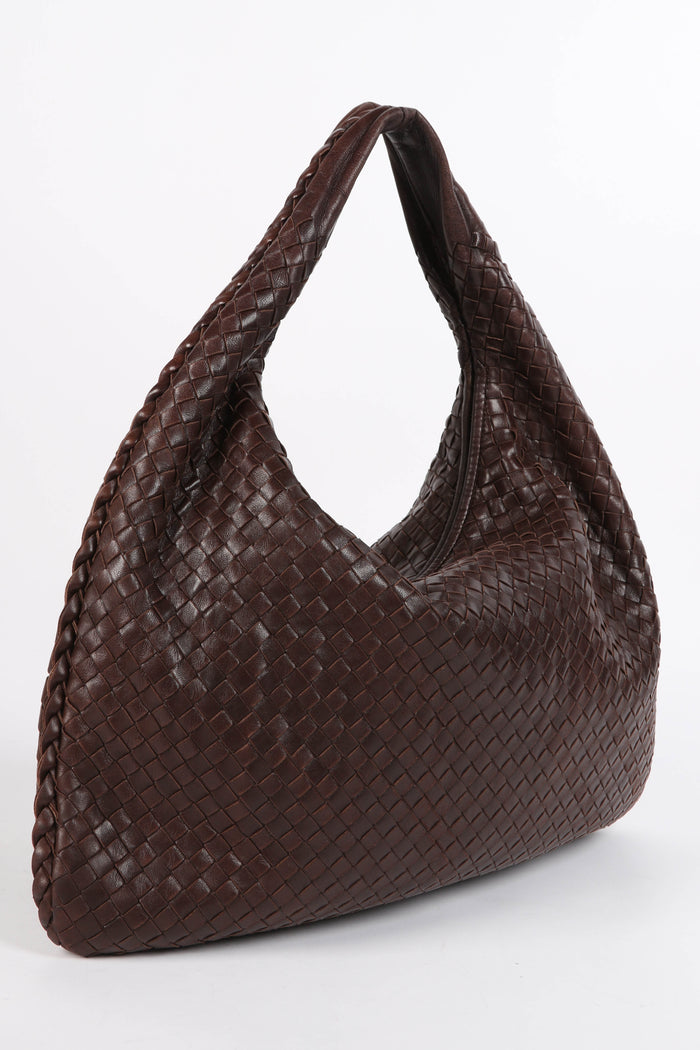 Vintage Bottega Veneta Brown Large Intrecciato Shoulder Bag