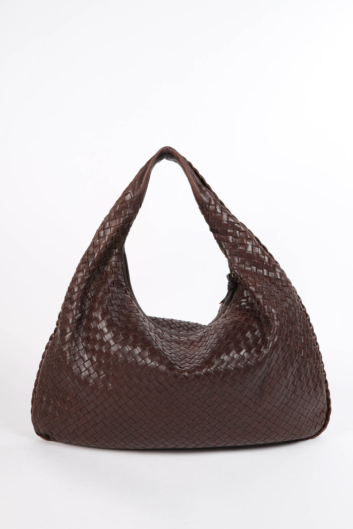 Vintage Bottega Veneta Brown Large Intrecciato Shoulder Bag