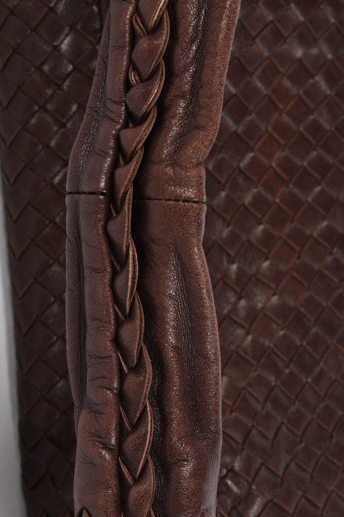 Vintage Bottega Veneta Brown Large Intrecciato Shoulder Bag