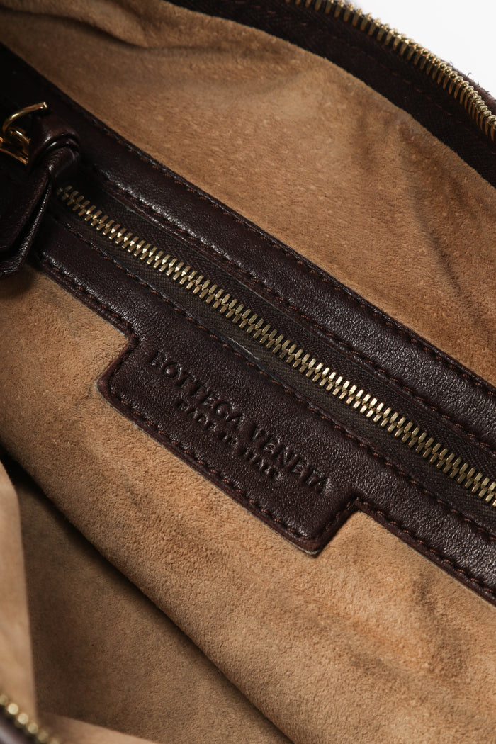 Vintage Bottega Veneta Brown Large Intrecciato Shoulder Bag