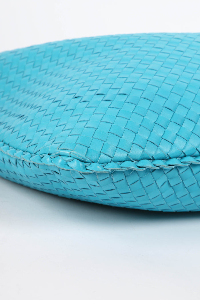 Vintage Bottega Veneta Blue Large Intrecciato Shoulder Bag