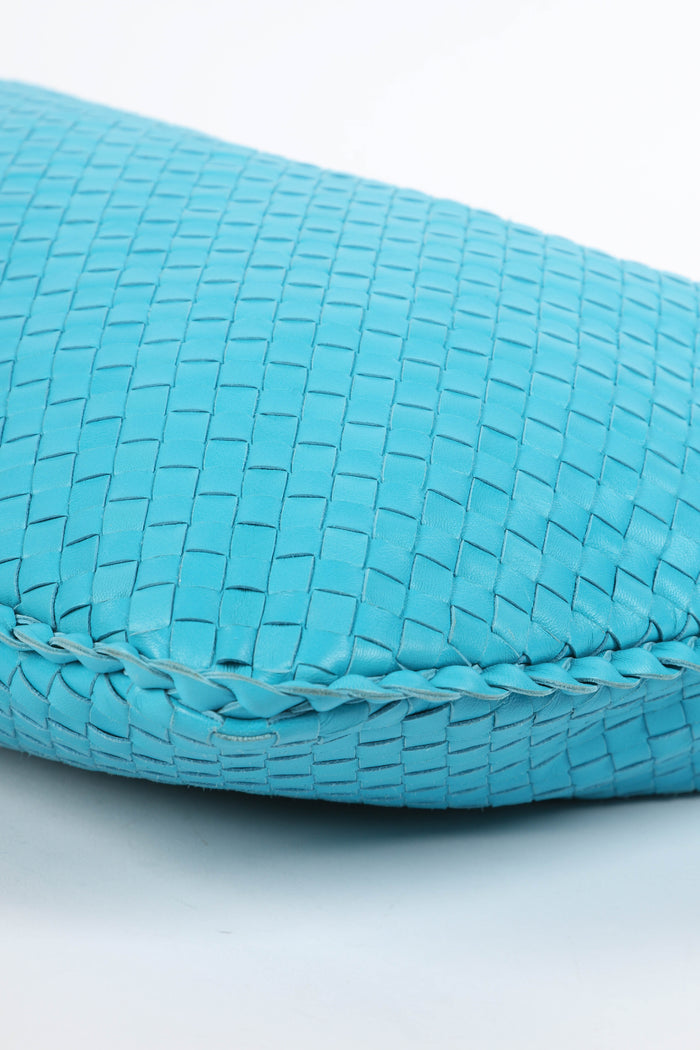 Vintage Bottega Veneta Blue Large Intrecciato Shoulder Bag