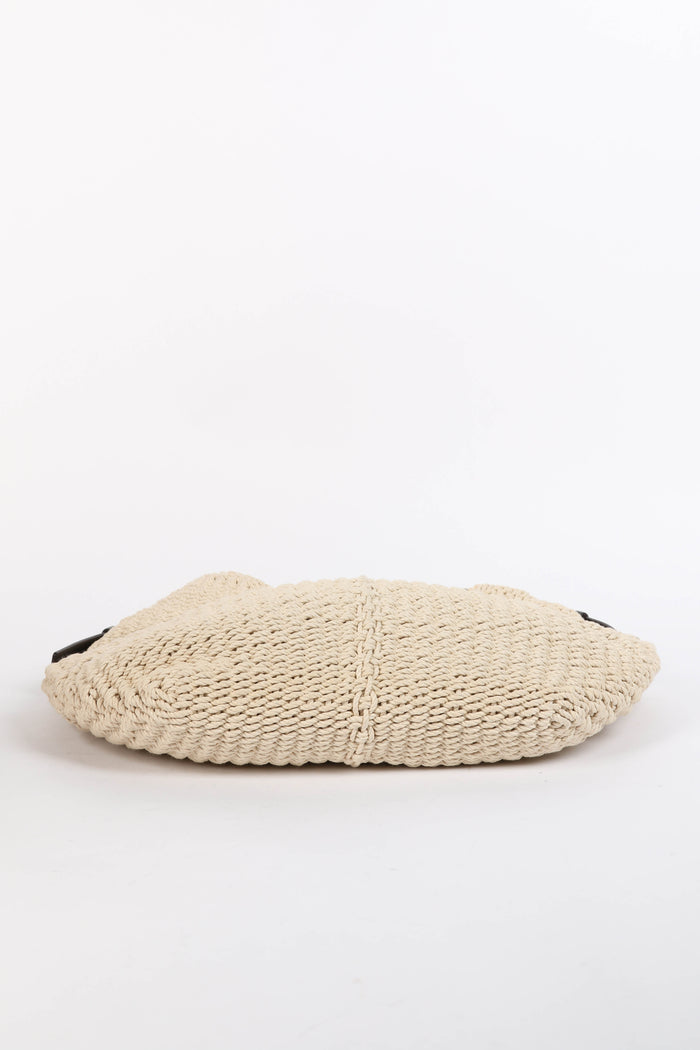Vintage Yves Saint Laurent Cream Raffia Mombasa Large Shoulder Bag