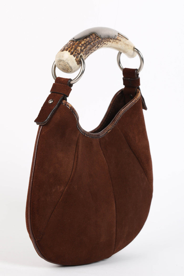 Vintage Yves Saint Laurent Brown Suede Mini Mombasa Top Handle Bag
