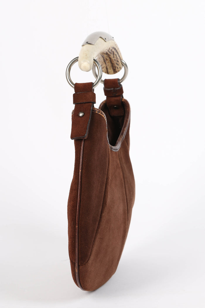 Vintage Yves Saint Laurent Brown Suede Mini Mombasa Top Handle Bag