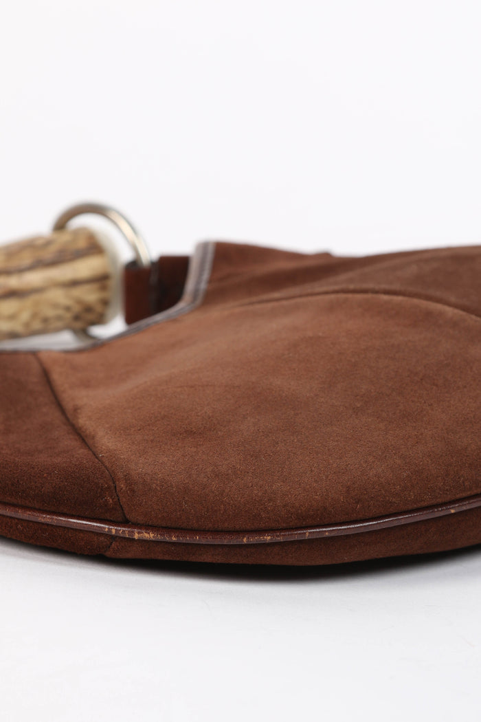 Vintage Yves Saint Laurent Brown Suede Mini Mombasa Top Handle Bag