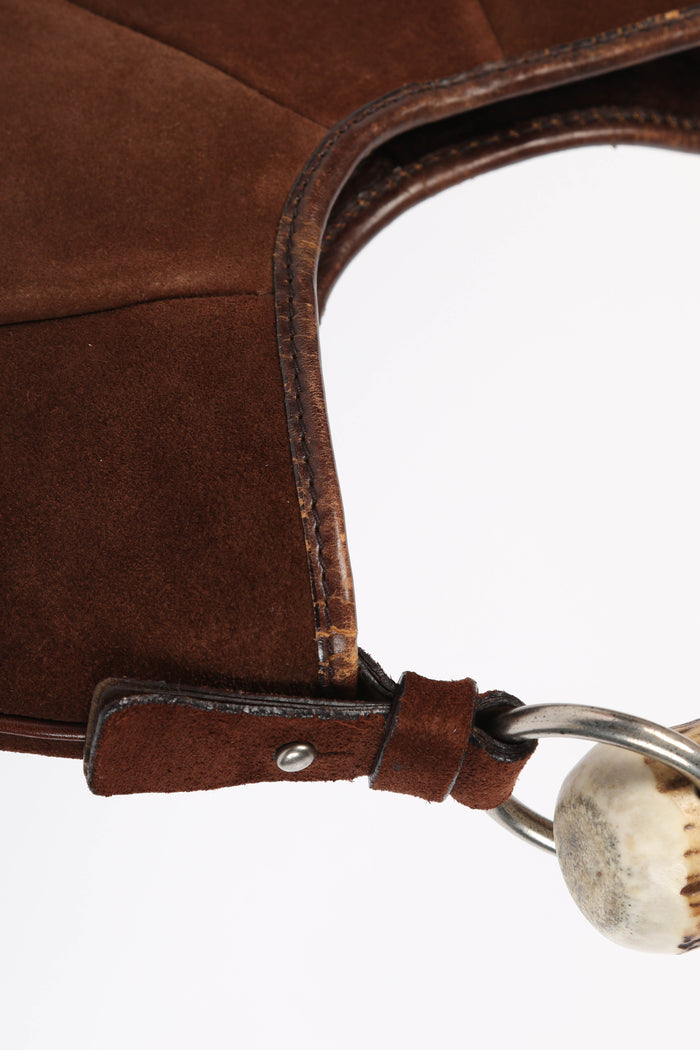 Vintage Yves Saint Laurent Brown Suede Mini Mombasa Top Handle Bag