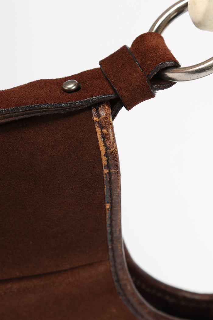 Vintage Yves Saint Laurent Brown Suede Mini Mombasa Top Handle Bag