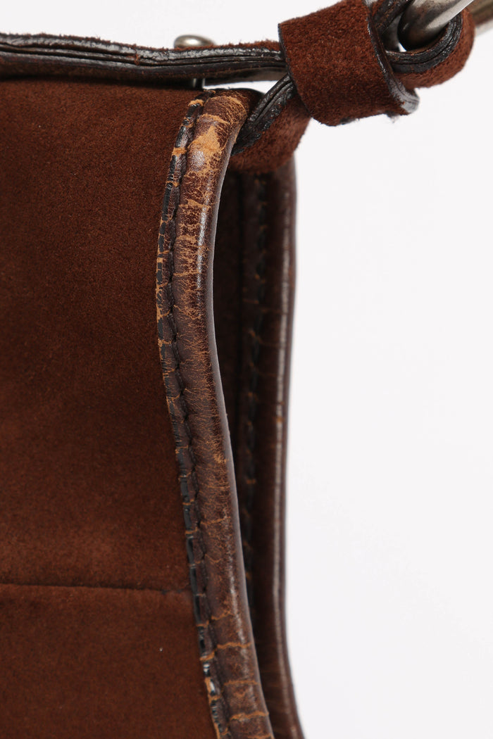 Vintage Yves Saint Laurent Brown Suede Mini Mombasa Top Handle Bag