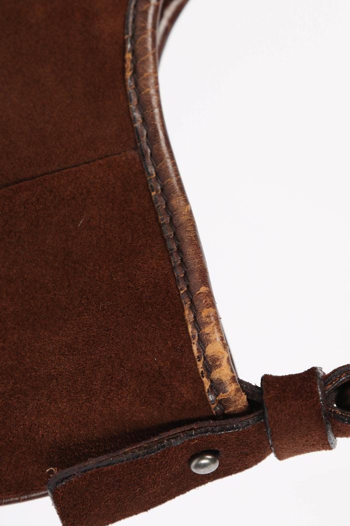 Vintage Yves Saint Laurent Brown Suede Mini Mombasa Top Handle Bag