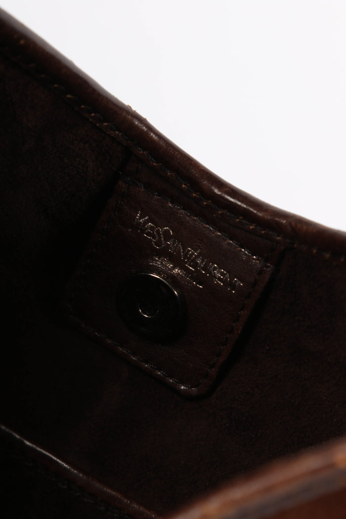 Vintage Yves Saint Laurent Brown Suede Mini Mombasa Top Handle Bag