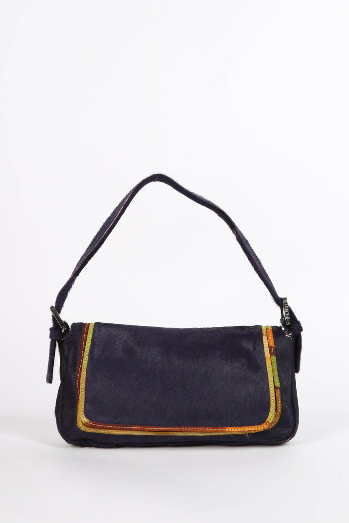 RARE Vintage Fendi Purple Pony Hair Baguette Shoulder Bag