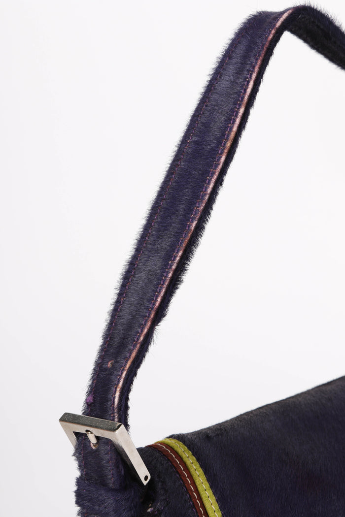 RARE Vintage Fendi Purple Pony Hair Baguette Shoulder Bag