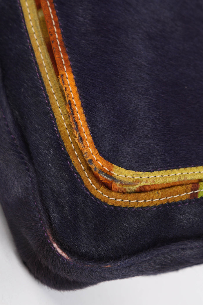 RARE Vintage Fendi Purple Pony Hair Baguette Shoulder Bag