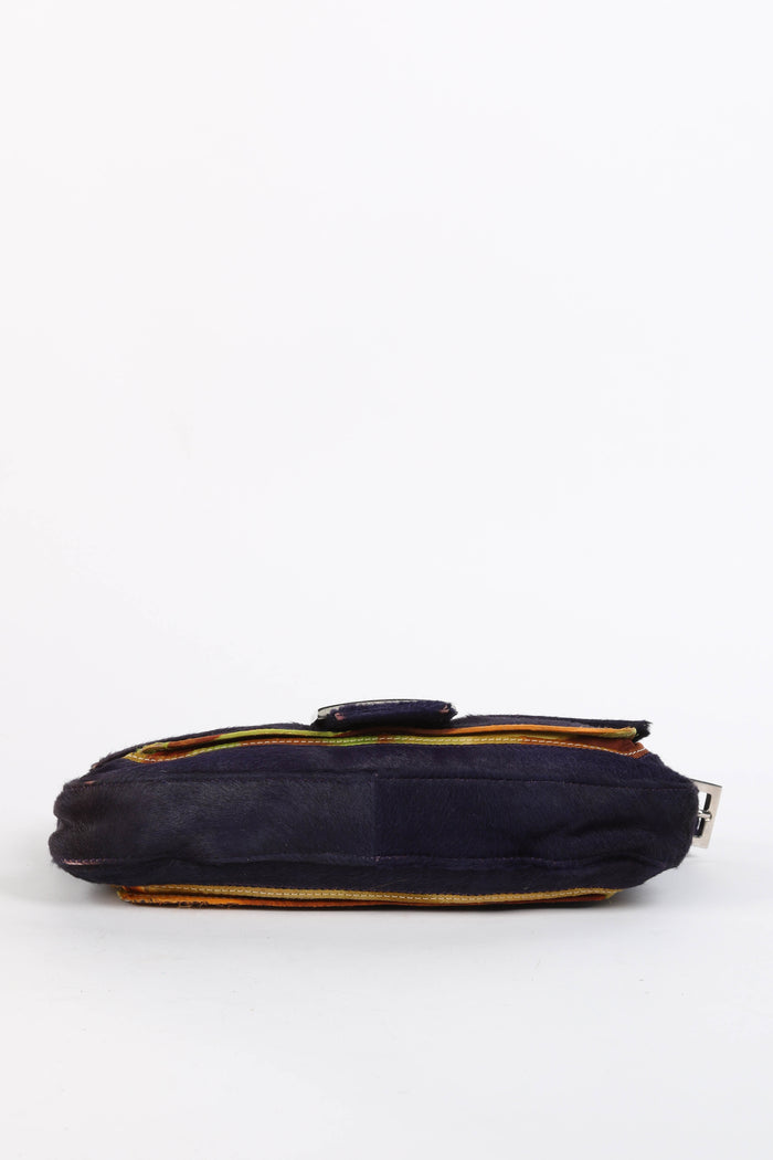 RARE Vintage Fendi Purple Pony Hair Baguette Shoulder Bag