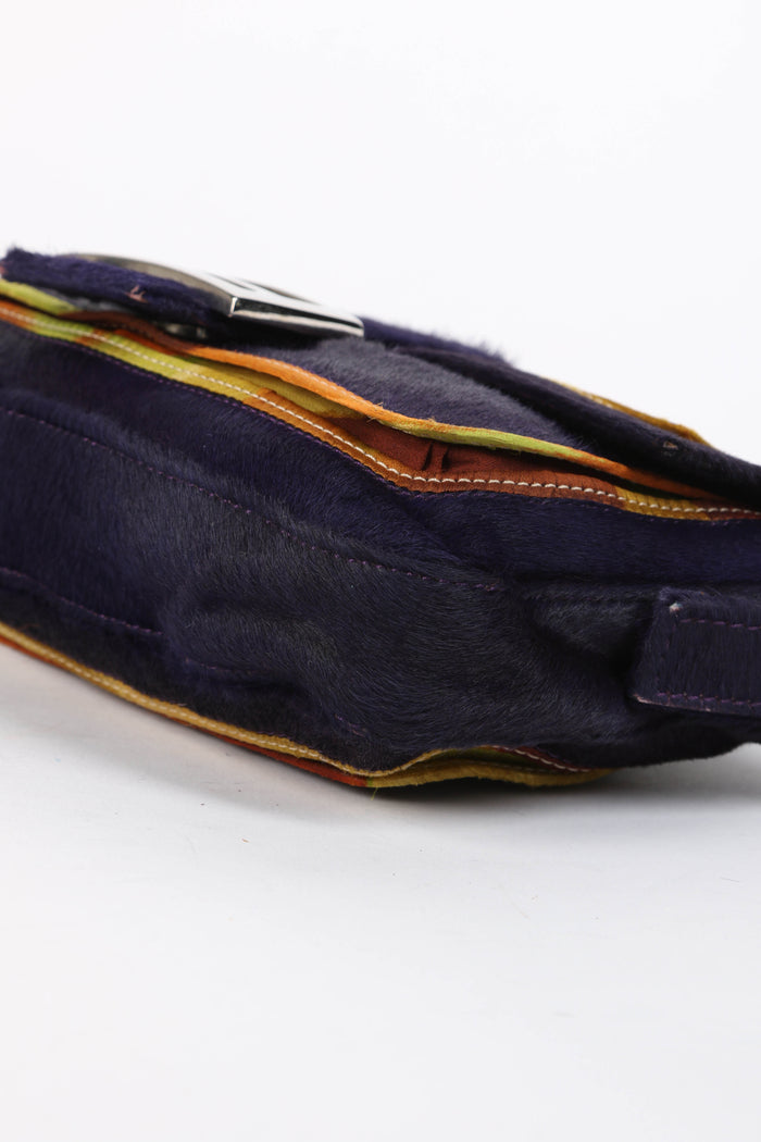 RARE Vintage Fendi Purple Pony Hair Baguette Shoulder Bag