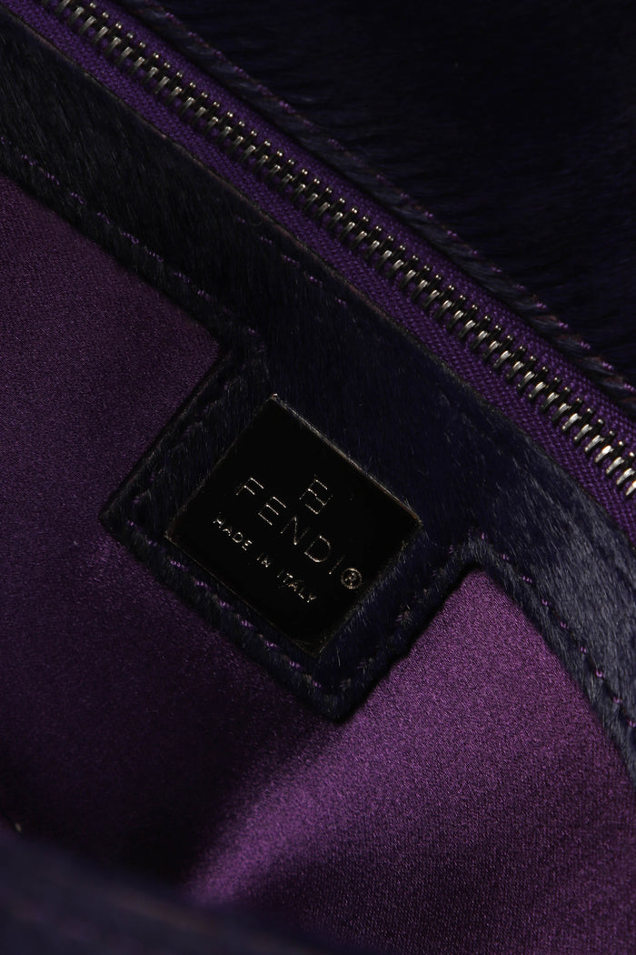 RARE Vintage Fendi Purple Pony Hair Baguette Shoulder Bag