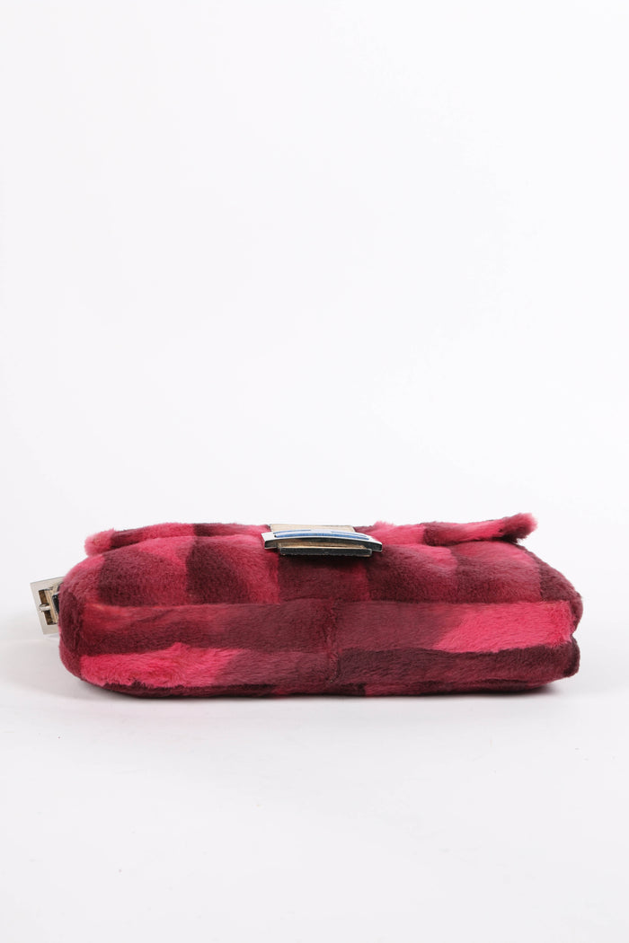 RARE Fendi Pink Fur and Lizard Leather Baguette Bag