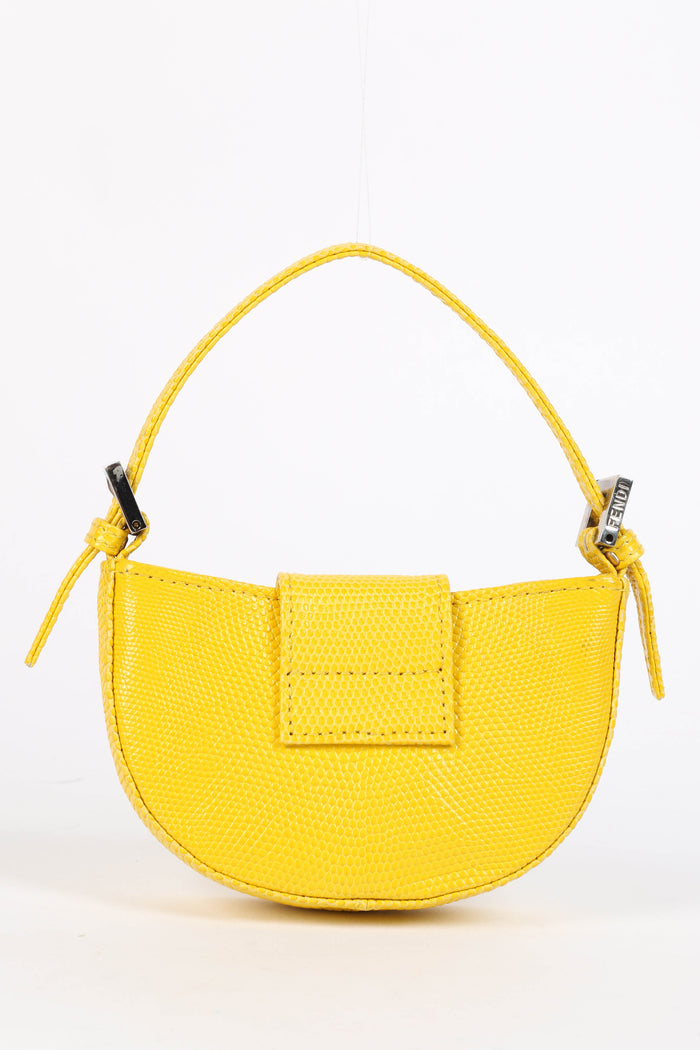 SUPER RARE Fendi Yellow Lizard Leather Mini Croissant Top Handle Bag