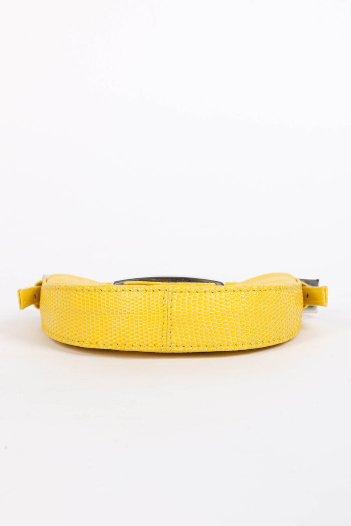 SUPER RARE Fendi Yellow Lizard Leather Mini Croissant Top Handle Bag