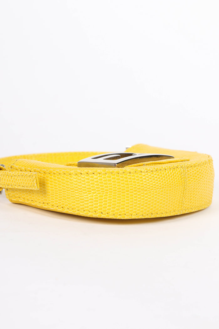 SUPER RARE Fendi Yellow Lizard Leather Mini Croissant Top Handle Bag