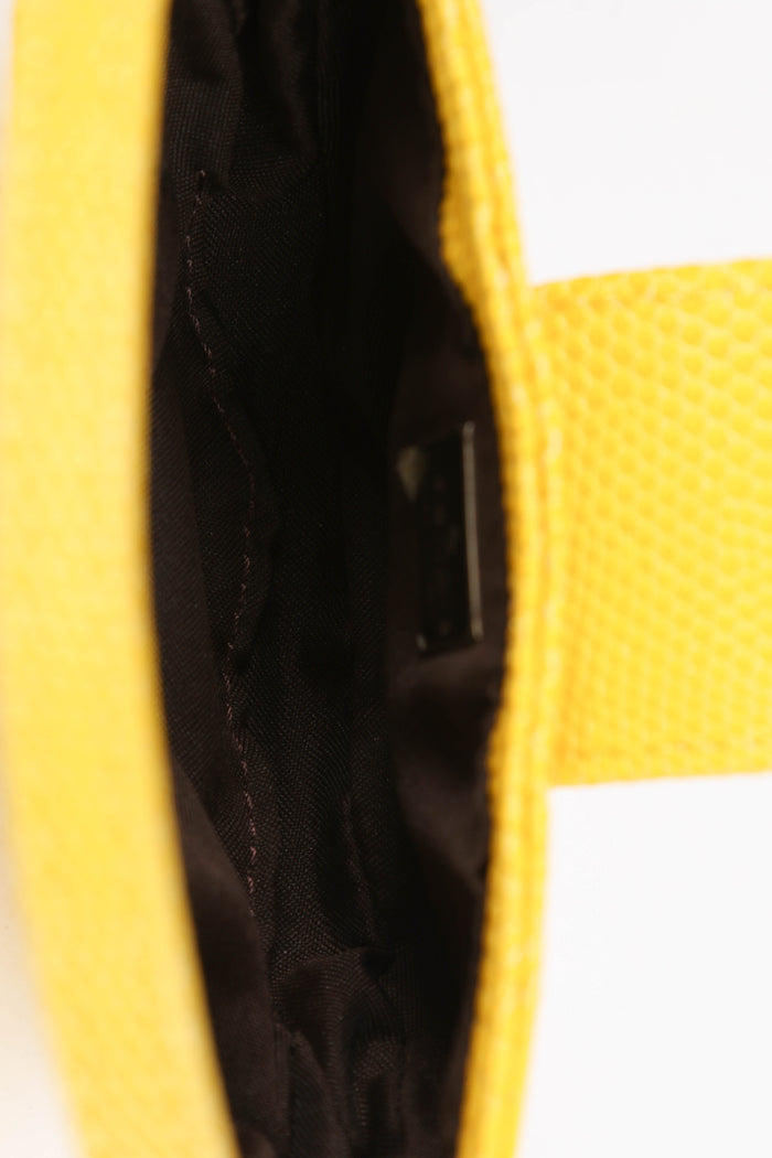 SUPER RARE Fendi Yellow Lizard Leather Mini Croissant Top Handle Bag