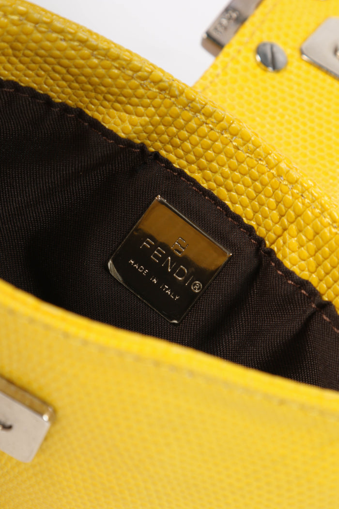 SUPER RARE Fendi Yellow Lizard Leather Mini Croissant Top Handle Bag
