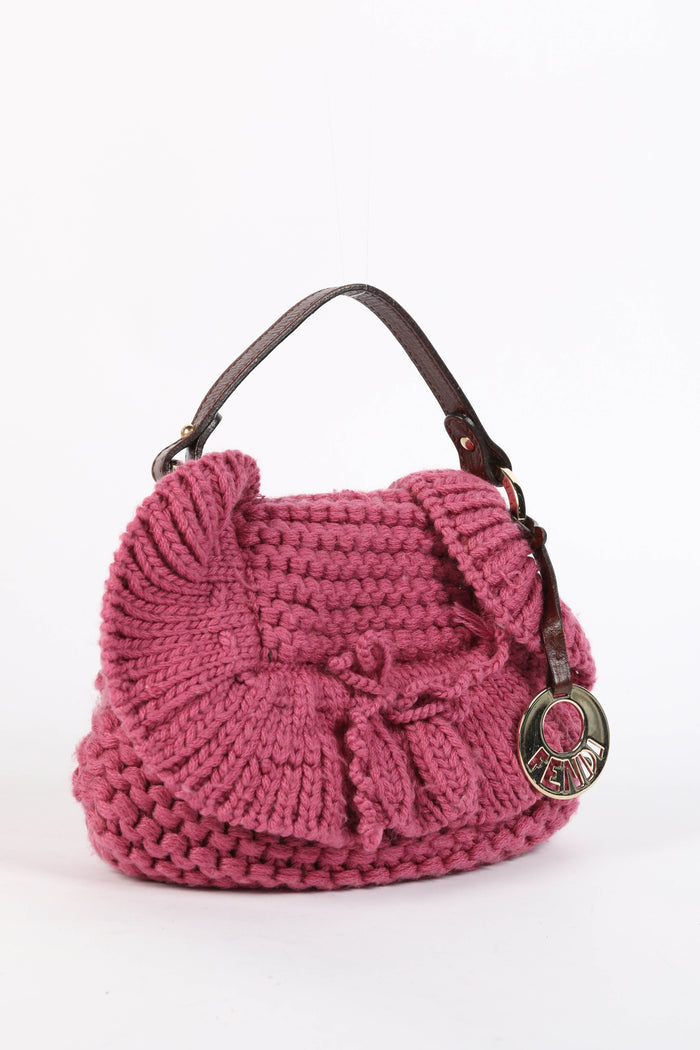 RARE Fendi Pink Knitted Chef Mini Top Handle Bag