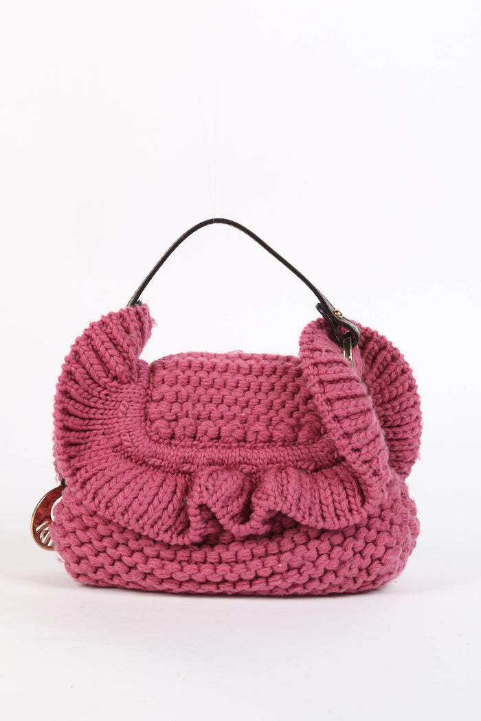 RARE Fendi Pink Knitted Chef Mini Top Handle Bag