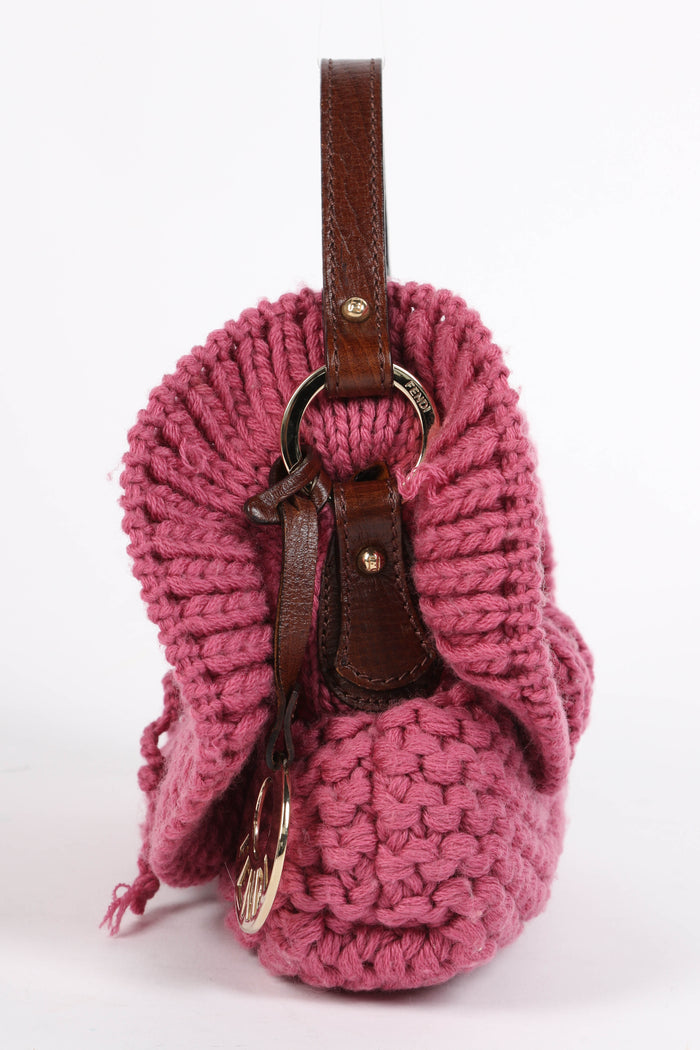 RARE Fendi Pink Knitted Chef Mini Top Handle Bag