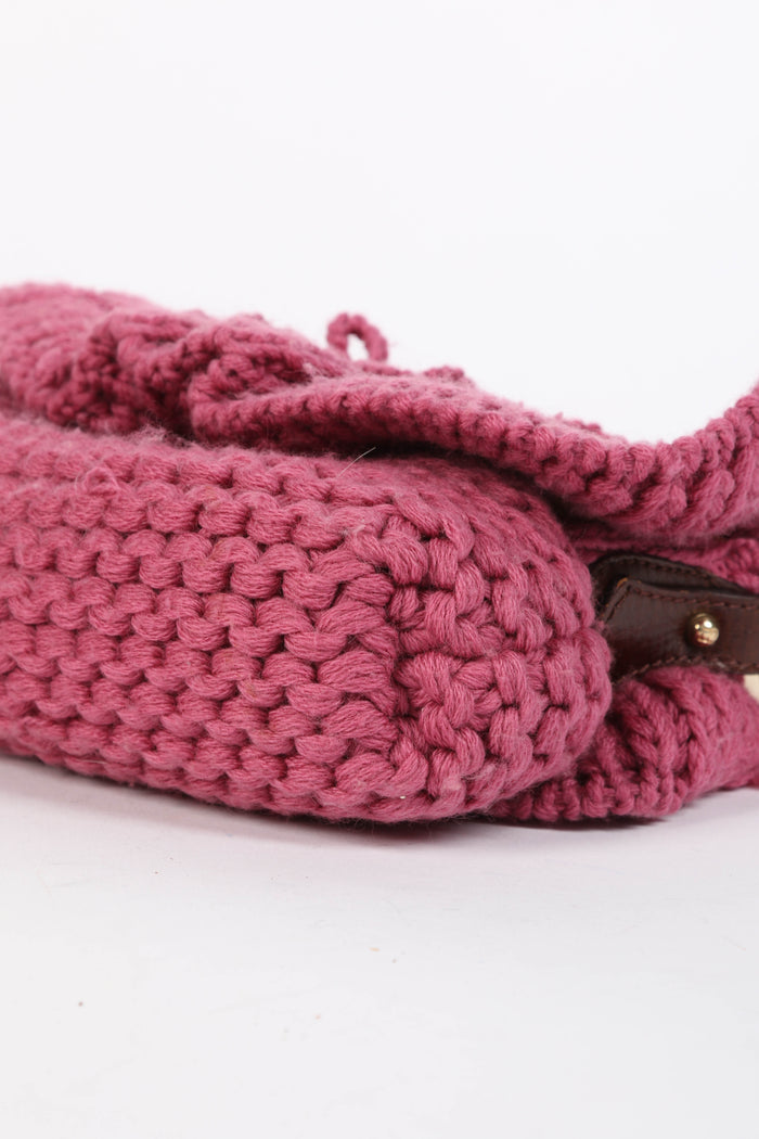 RARE Fendi Pink Knitted Chef Mini Top Handle Bag