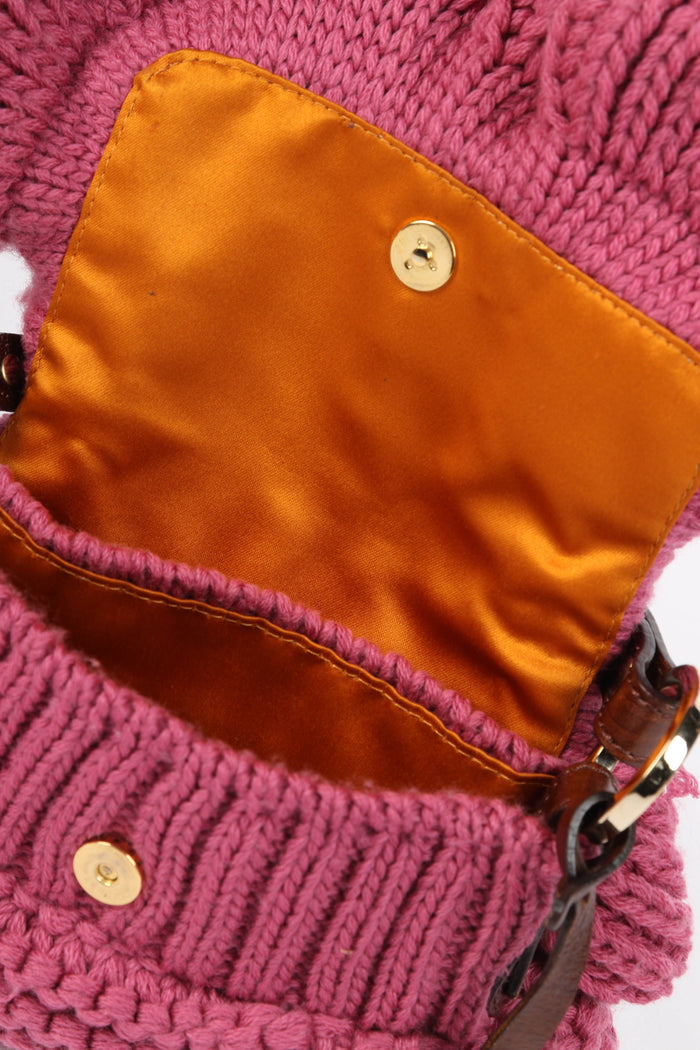RARE Fendi Pink Knitted Chef Mini Top Handle Bag