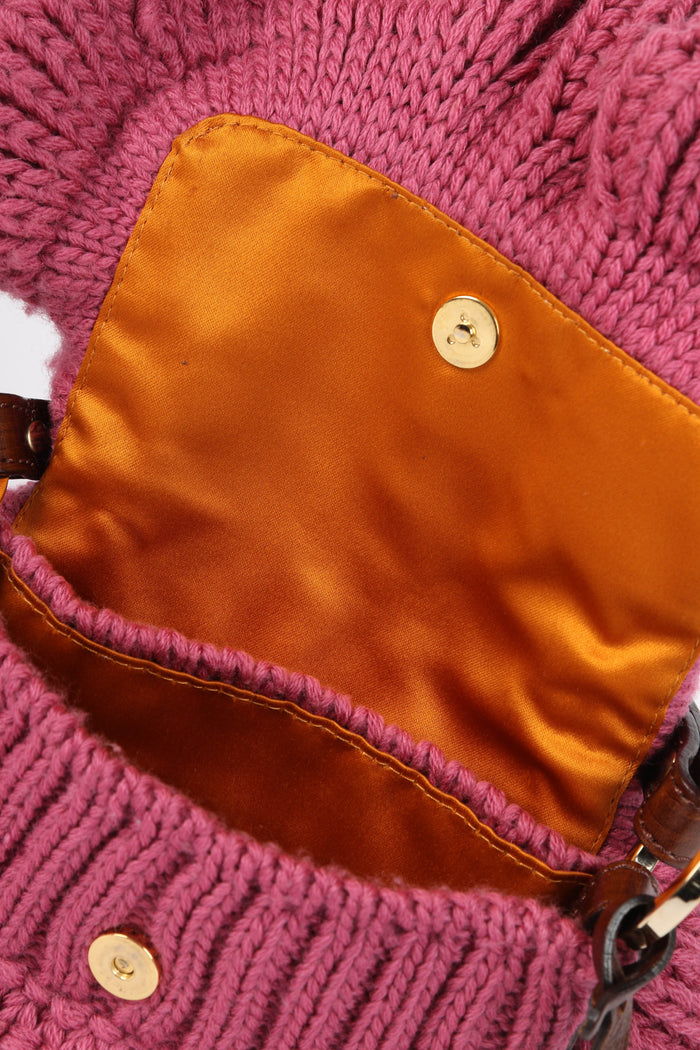 RARE Fendi Pink Knitted Chef Mini Top Handle Bag