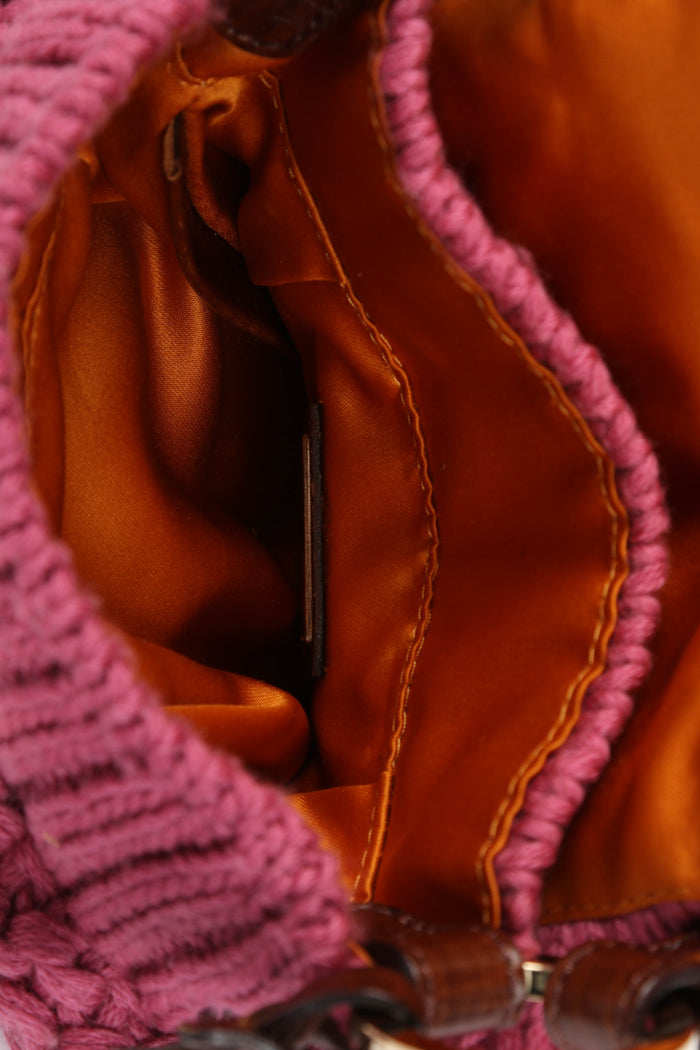 RARE Fendi Pink Knitted Chef Mini Top Handle Bag